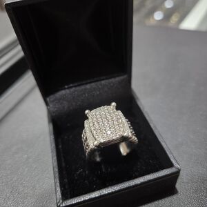 David Yurman Sterling Silver Wheaton Ring with Diamonds EUC Size 7